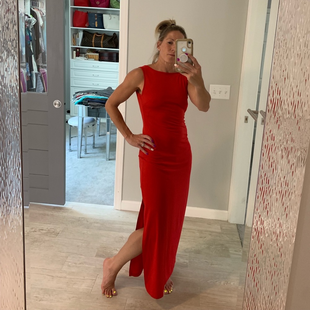 Llow back &  slit maxi dress